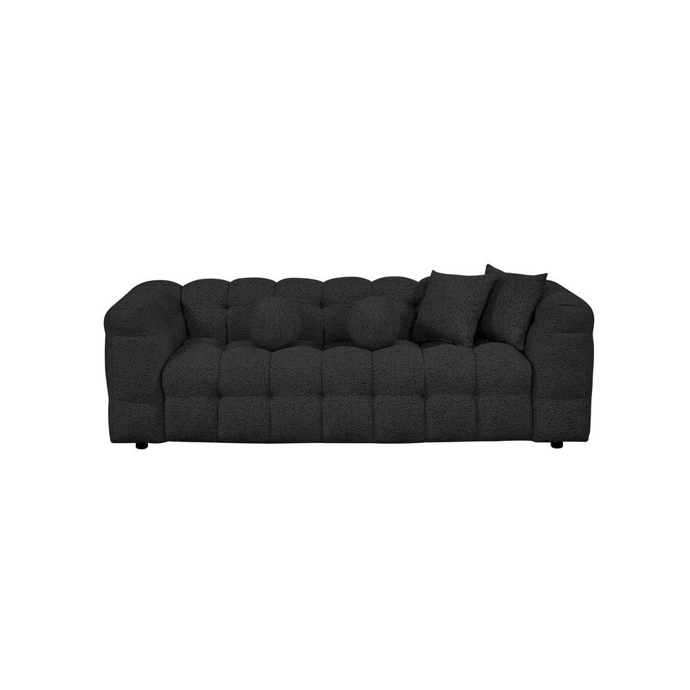 Boucle Fabric Black 2pc Sofa and Loveseat Set