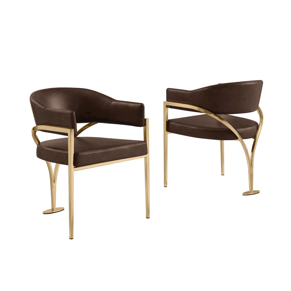 LeatherAire Side Chairs with Gold Chrome Set of 2