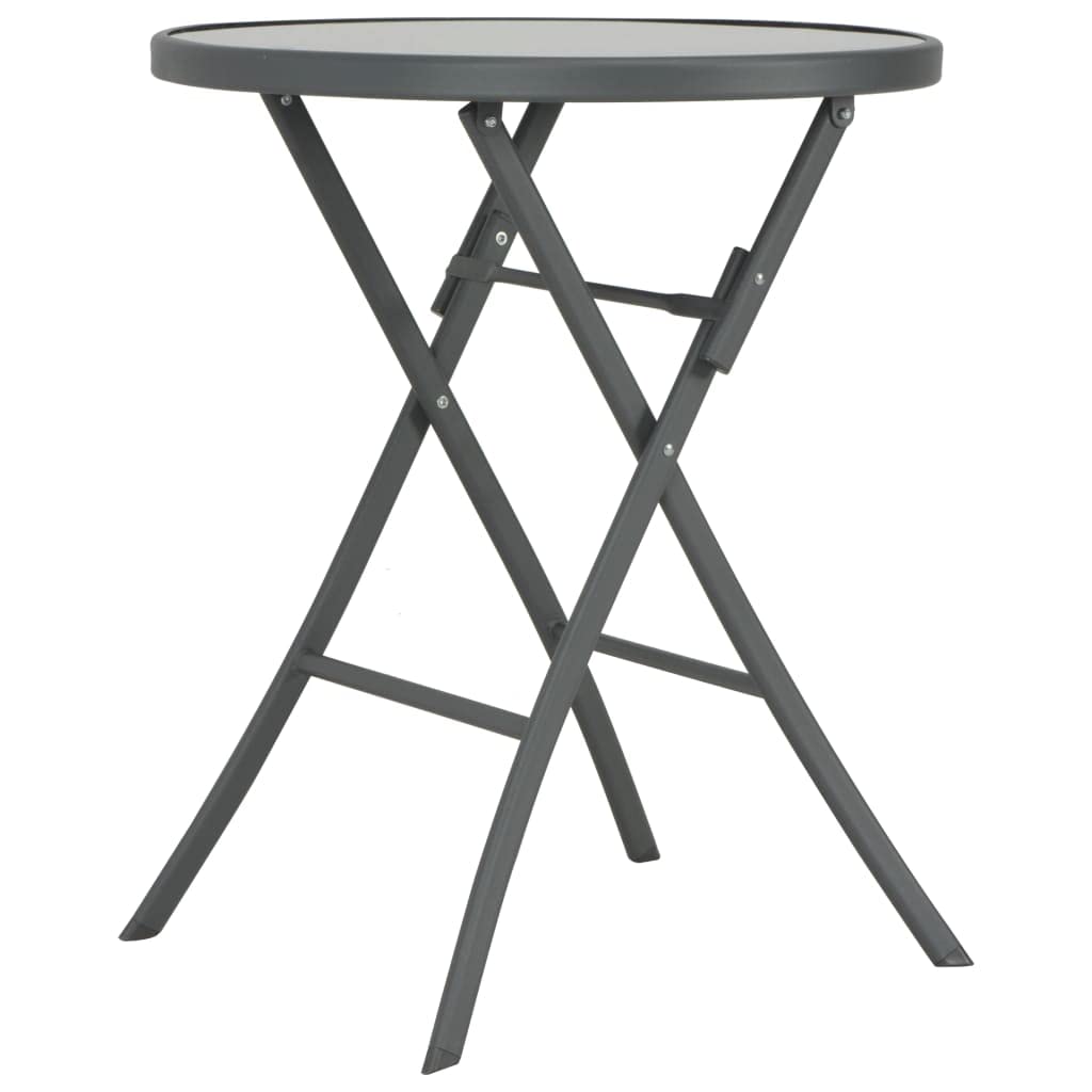 vidaXL Folding Bistro Set 3 Piece Patio Garden Outdoor Terrace Balcony Backyard Dining Room Table and Chair Seat Seating Furniture Steel Gray