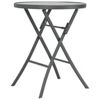 vidaXL Folding Bistro Set 3 Piece Patio Garden Outdoor Terrace Balcony Backyard Dining Room Table and Chair Seat Seating Furniture Steel Gray