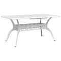 vidaXL Cast Aluminum Patio Table - White, Rectangular Garden/Porch Dining Furniture, Lightweight & Weather-Resistant, 59.1"x35.4"x28.3"
