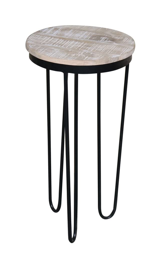 Progressive Furniture Outbound Round Chairside Table, Tan/Black