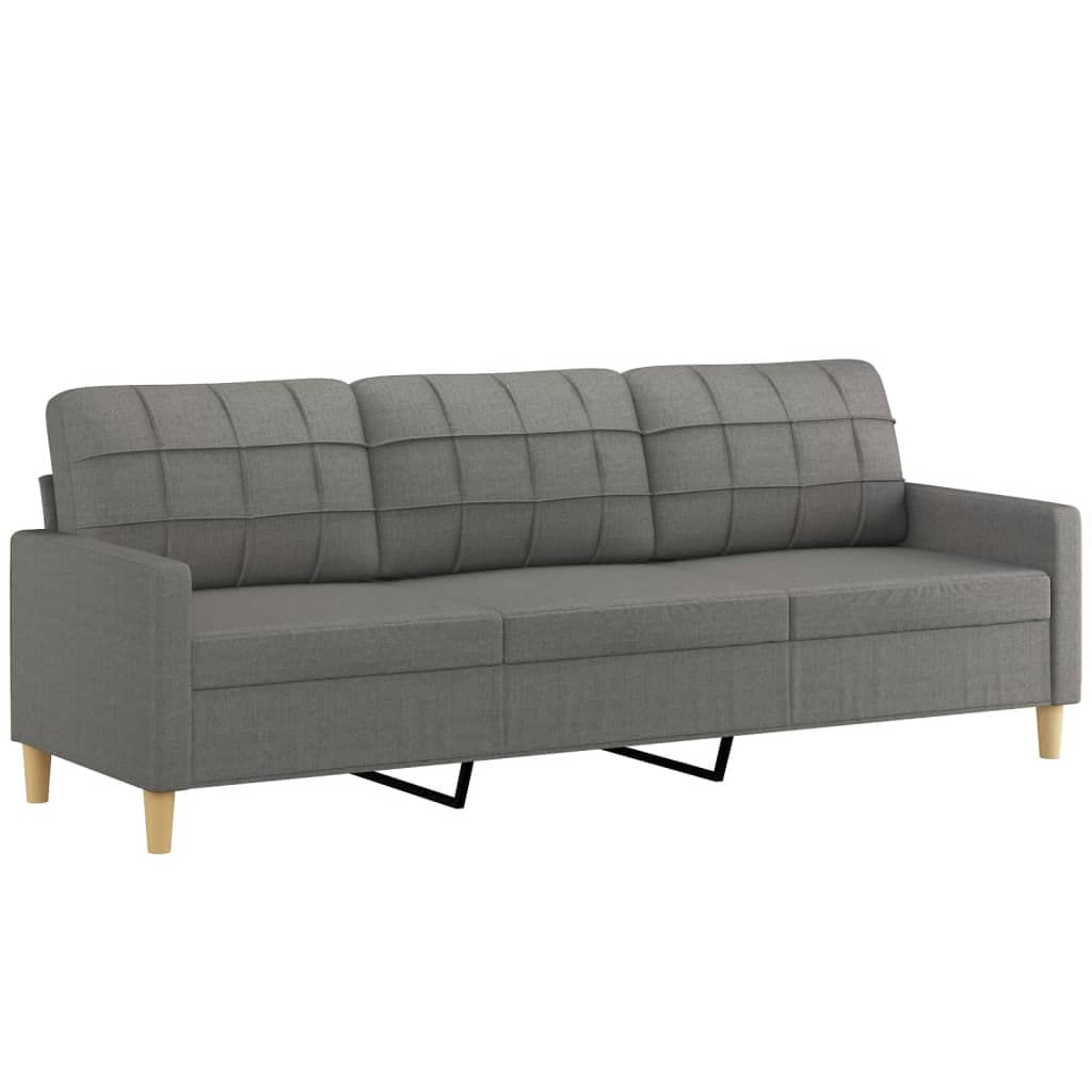 Vidaxl Modern 3-Seater Sofa With Comfortable Foam Filling, Durable Build, Metal And Plywood Frame, 100% Polyester Fabric In Dark Gray Color