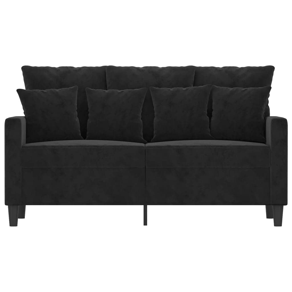vidaXL Modern 2-Seater Black Velvet Sofa with Sturdy Metal Frame – Deep Comfort Seat - Ideal for Living Room, Lounge, or Home Office