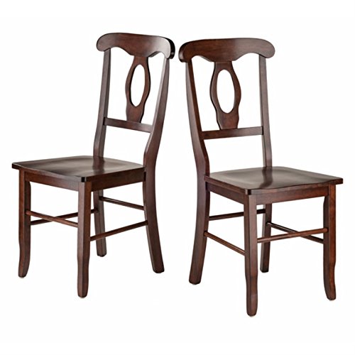 Ergode Renaissance 2-Piece Chair Set | Carved Keyhole Backs | Solid Wood | Walnut Finish | Comfortable Contoured Seats | Dining or Occasional Use | Assembly Required (94208-VV)