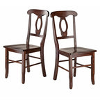 Ergode Exquisite Dining Set | Double Drop Leaf Table | Ladder Back Chairs | Solid Wood | Walnut Finish | (94388-VV)