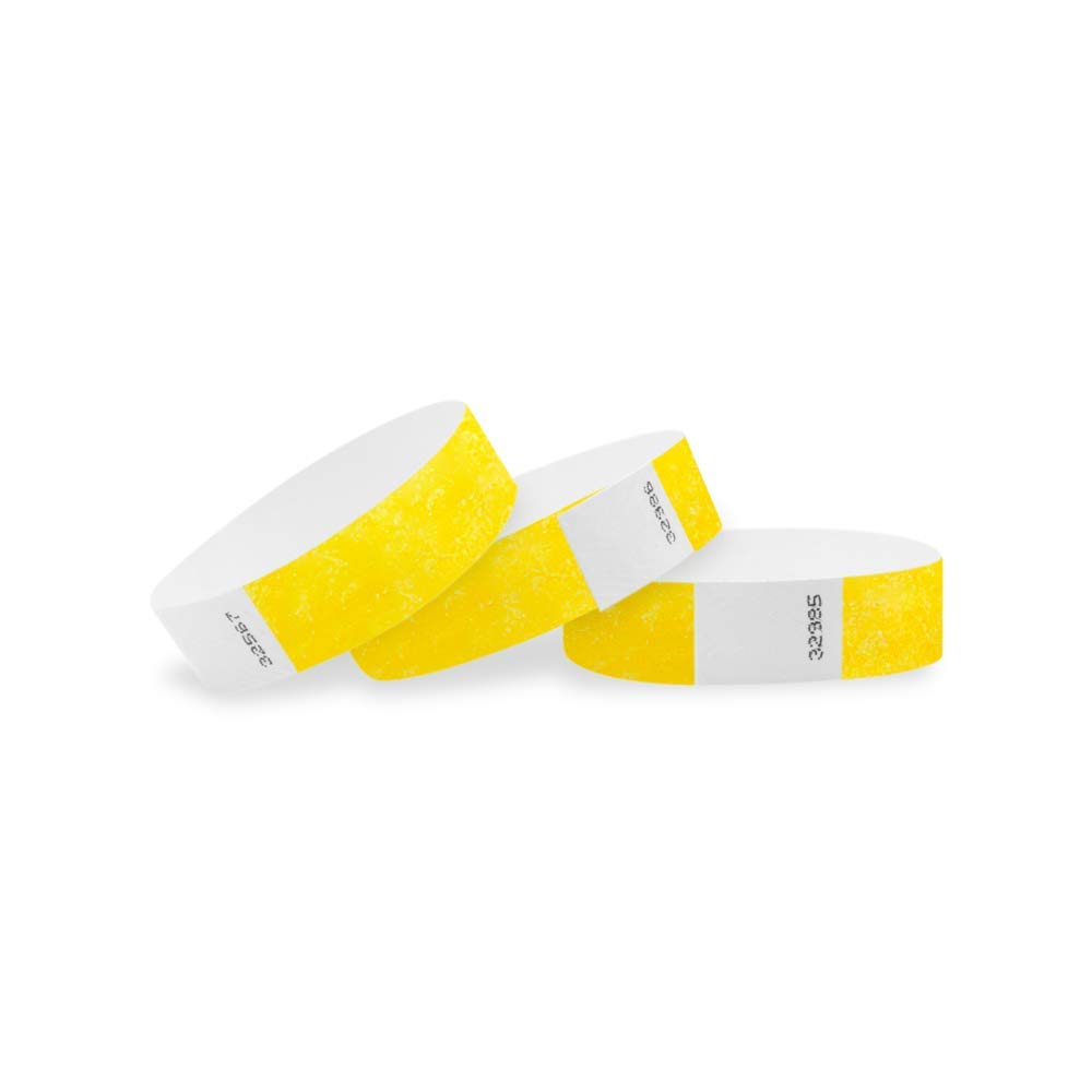 Wristco Pantone Yellow Tyvek Wristbands For Events - 1,000 Count - Comfortable Tear Resistant Paper Bracelets Id Wrist Bands For