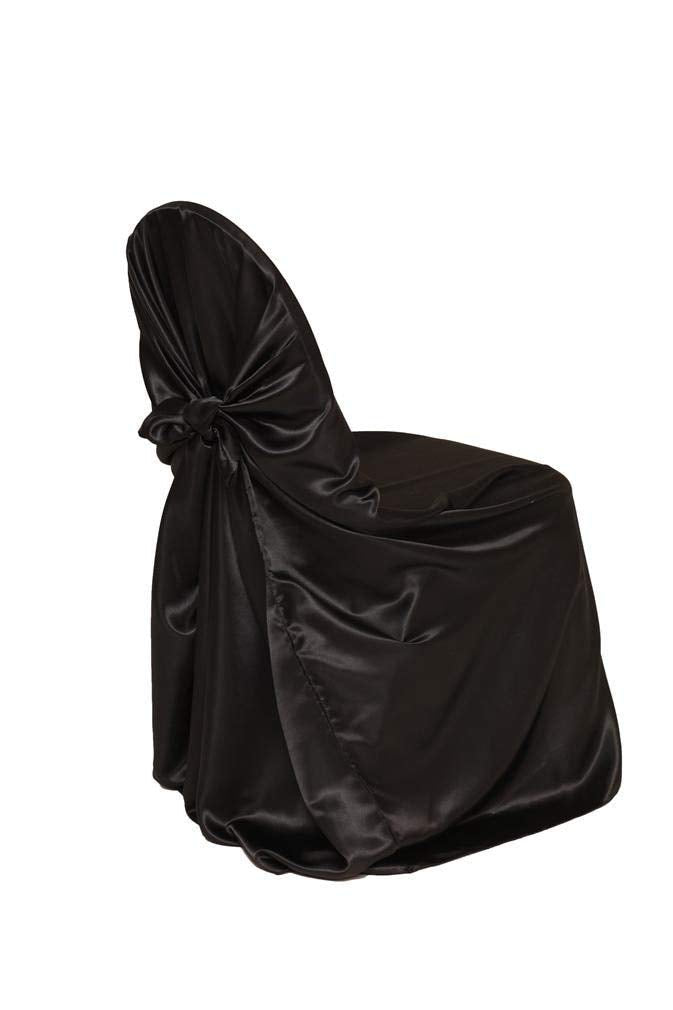Your Chair Covers - Satin Self-Tie Universal Chair Cover Black, Pillow Case Slipcovers For Chairs In Weddings And Events