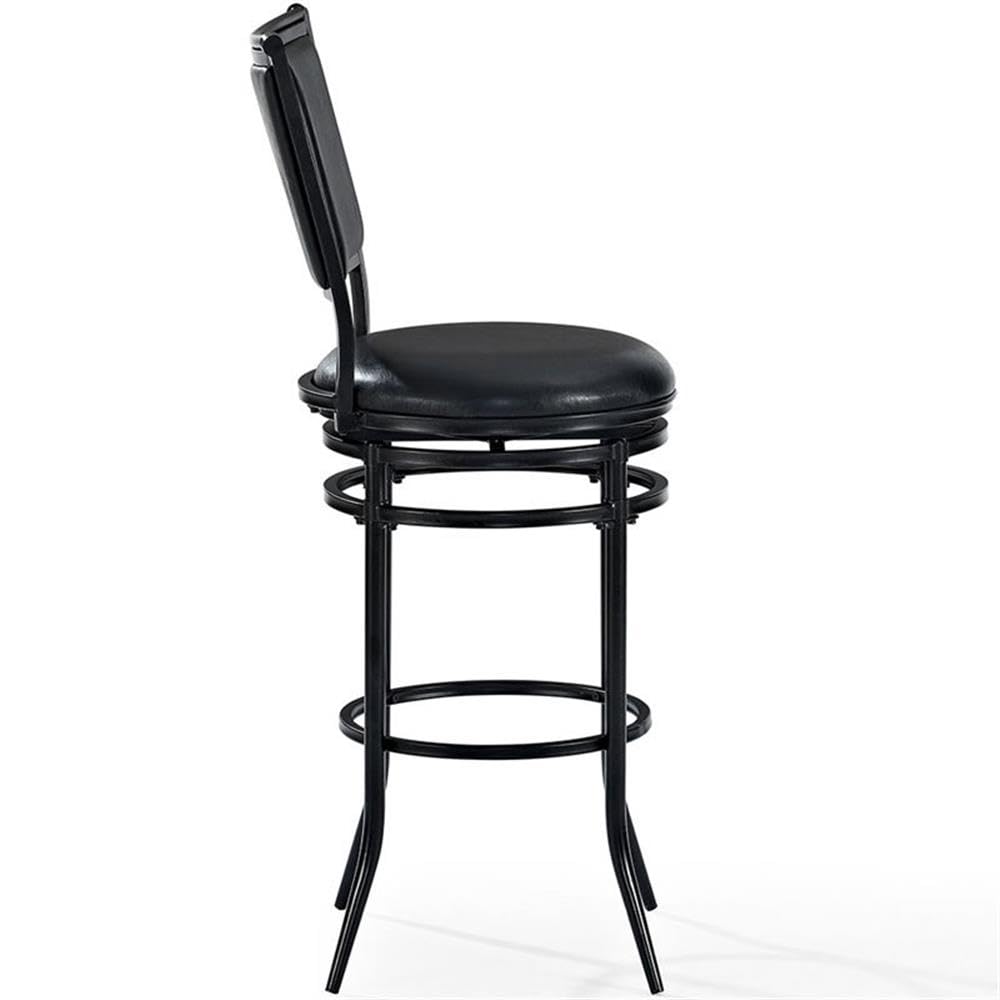 Crosley Furniture Rachel Bar Stool with Upholstered Seat and Back, Black with Black Cushion, 30-inch