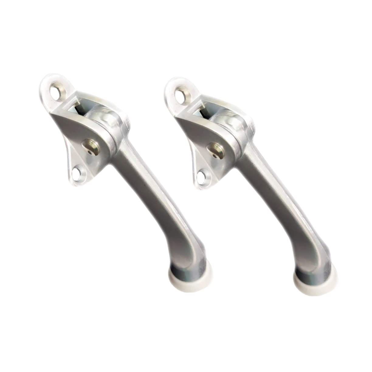 Qcaa Heavy Duty Kickdown Door Stopper, 4', Zinc Die Cast, Satin Chrome, 2 Pack, Made In Taiwan