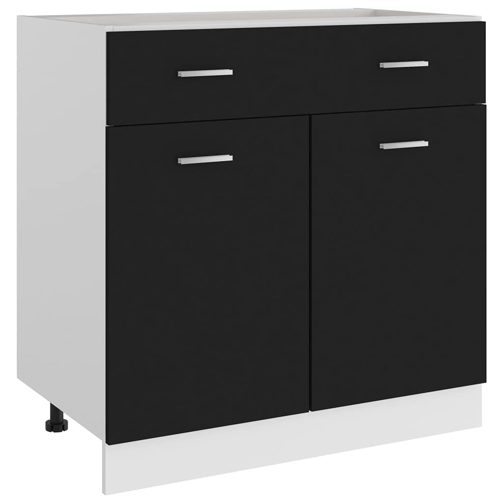vidaXL Drawer Bottom Cabinet Black 31.5&quot;x18.1&quot;x32.1&quot; Engineered Wood