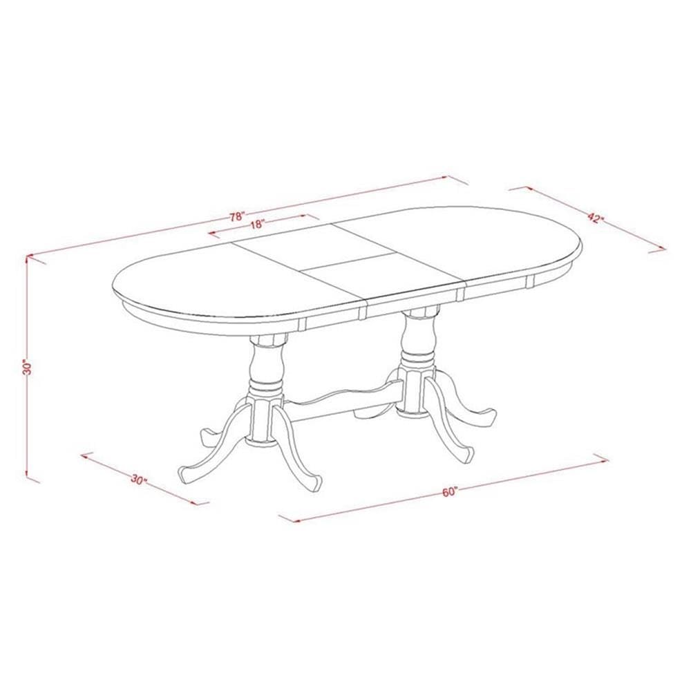 East West Furniture PVT-SBR-TP Plainville Kitchen Table - an Oval Dining Table Top with Butterfly Leaf & Double Pedestal Base, 42x78 Inch, Saddle Brown