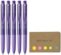 Signo Rt1 Retractable Gel Ink Pen, Ultra Micro Point 0.28Mm, Rubber Grip, Violet Ink, 5-Pack, Sticky Notes Value Set