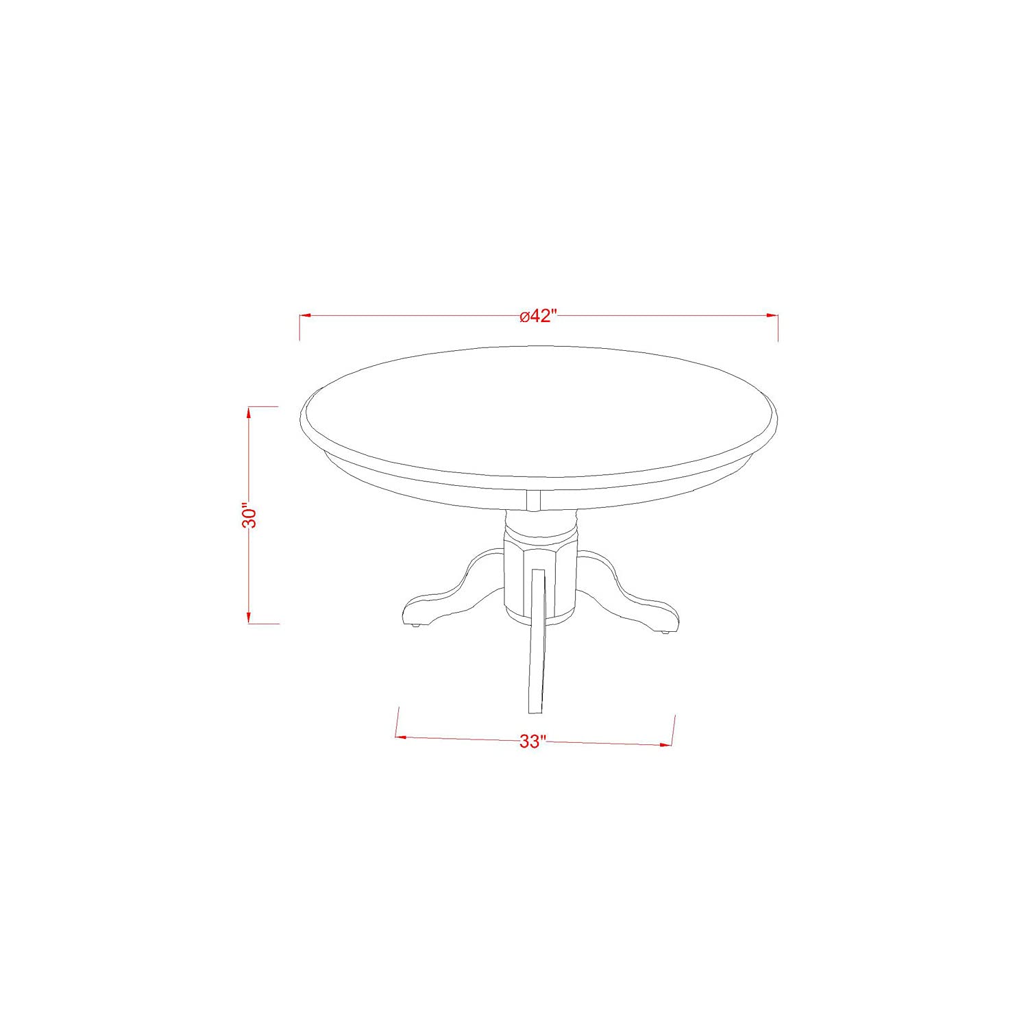 East West Furniture Shen5-Blk-69 5 Piece Dining Room Table Set Includes A Round Kitchen Table With Pedestal And 4 Black Faux Leather Parson Dining Chairs, 42X42 Inch, Black