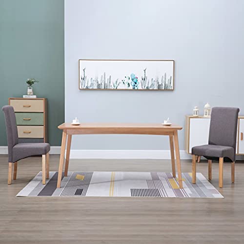 vidaXL Dining Chairs 2 Pcs, Side Chair with Wood Frame, Upholstered Fabric Accent Chair for Home Kitchen Living Room, Taupe Fabric