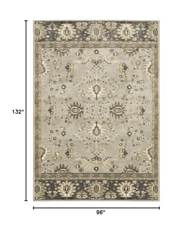 HomeRoots 508849 8 x 11 ft. Gray Brown Tan & Beige Oriental Power Loom Stain Resistant Rectangle Area Rug