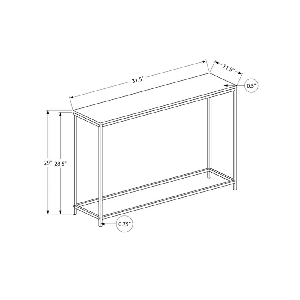 Monarch Specialties I 2250 Accent Table, Console, Entryway, Narrow, Sofa, Living Room, Bedroom, Metal, Laminate, Black, Contemporary, Modern