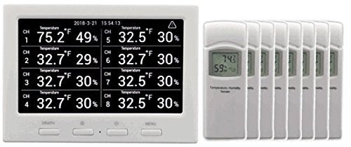Ambient Weather Ws-3000-X8 Thermo-Hygrometer Wireless Monitor W/ 8 Remote Sensors - Logging, Graphing, Alarming, Radio Controlle