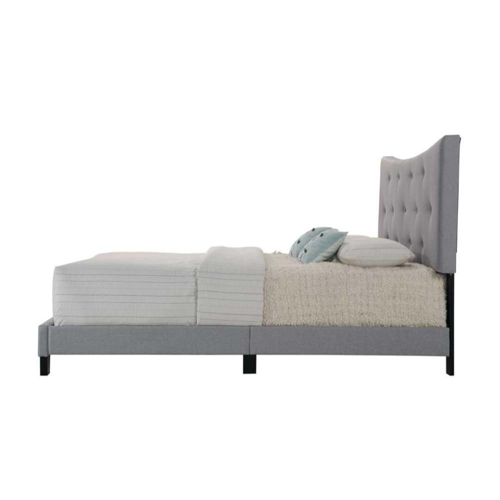 Acme Venacha Tufted Upholstered Queen Panel Bed in Gray Fabric