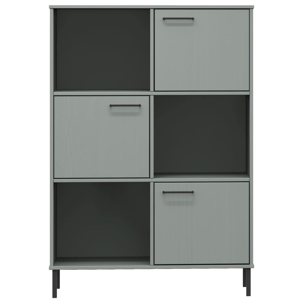 vidaXL Freestanding Bookcase with Metal Legs- 35.4&quot;x13.8&quot;x50.6&quot;, Solid Pine Wood, Industrial-Style, Sturdy and Durable, Ideal for Homes, Offices, Libraries.