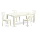 East West Furniture LGLG5-LWH-W 5 Piece Dining Set Includes a Rectangle Dining Table with Butterfly Leaf and 4 Kitchen Chairs, 42x84 Inch, Linen White