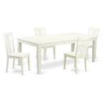 East West Furniture LGLG5-LWH-W 5 Piece Dining Set Includes a Rectangle Dining Table with Butterfly Leaf and 4 Kitchen Chairs, 42x84 Inch, Linen White