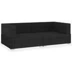 vidaXL 2 Piece Patio Sofa Set - Comfortable and Weather Resistant Outdoor Furniture with Cushions - Black Poly Rattan Material