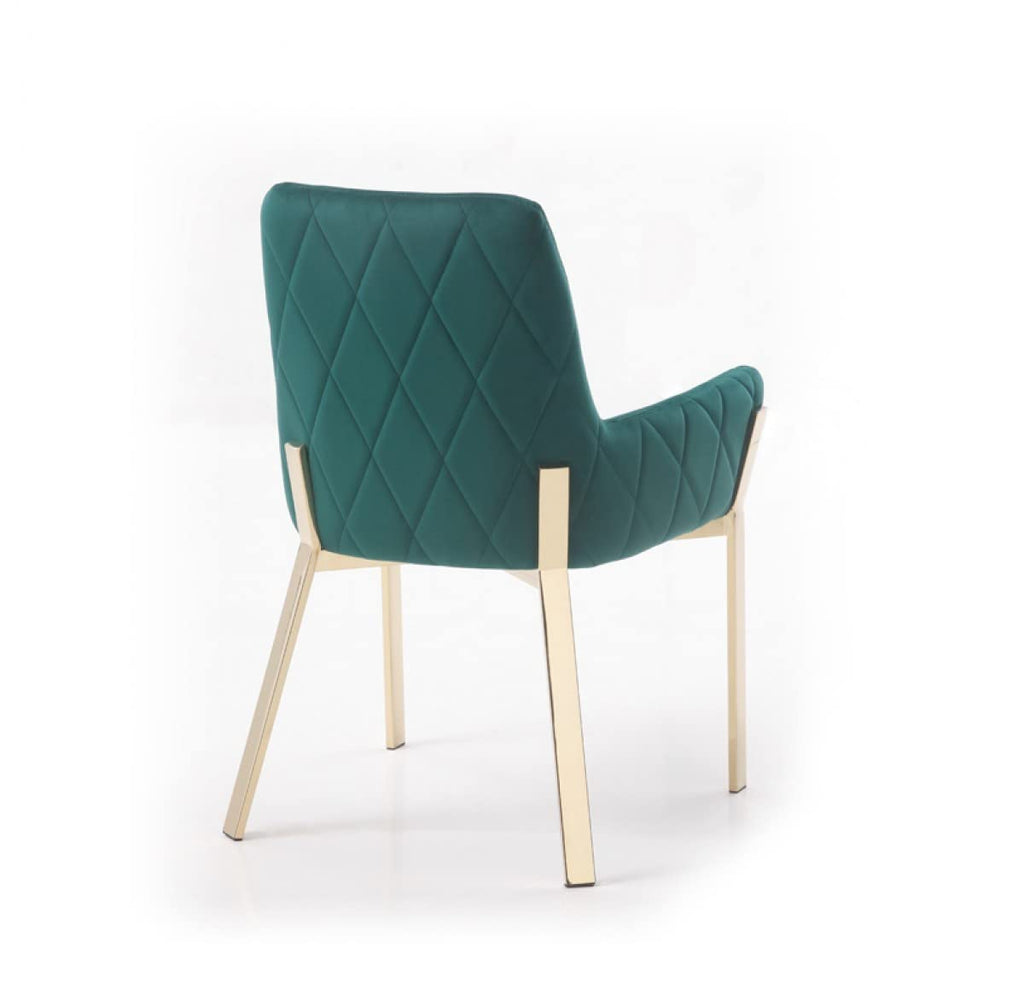HomeRoots Steel, Fabric Green Velvet Gold Dining Chair