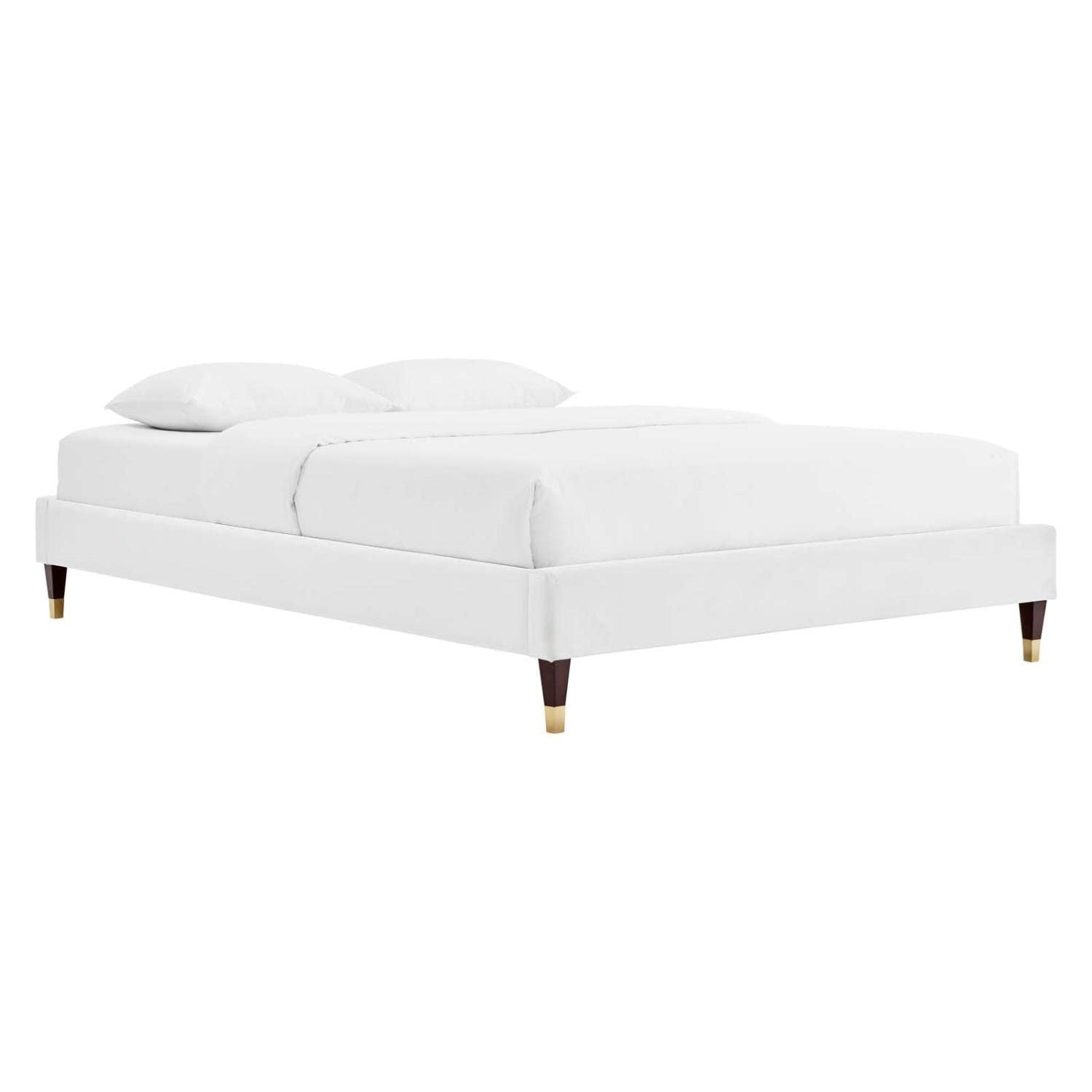 Modway Harlow Full Performance Velvet Platform Bed Frame in White