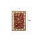 HomeRoots Polypropylene 3' x 6' Red Ivory Machine Woven Floral Oriental Indoor Area Rug