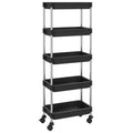 Vidaxl 5-Tier Kitchen Trolley With Removable Baskets- Versatile Organizer- Durable Iron And Abs Material- Black