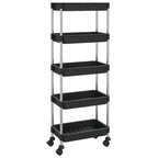 Vidaxl 5-Tier Kitchen Trolley With Removable Baskets- Versatile Organizer- Durable Iron And Abs Material- Black