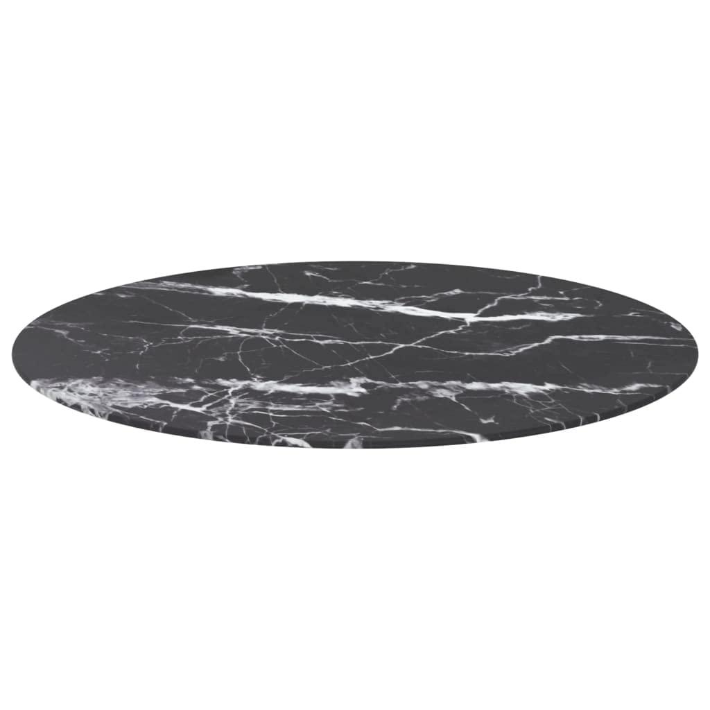vidaXL Tempered Glass Table Top with Marble Design - Trendy, Durable and Aesthetically Pleasing Table Top for Dining Tables, Coffee Tables, Garden Tables - Black, No Assembly Required
