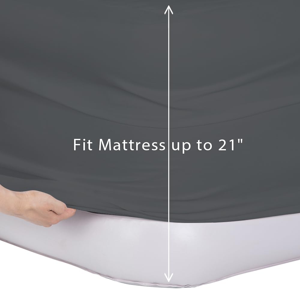 Bedecor Air Bed Sheets For Mattress Cover Removable Bed And Elastic Band Super Soft And Breathable & Deep Up To 21'' Dark Gray T