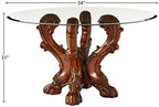 Acme Dresden Dining Table with Single Pedestal in Cherry Oak and Clear Glass