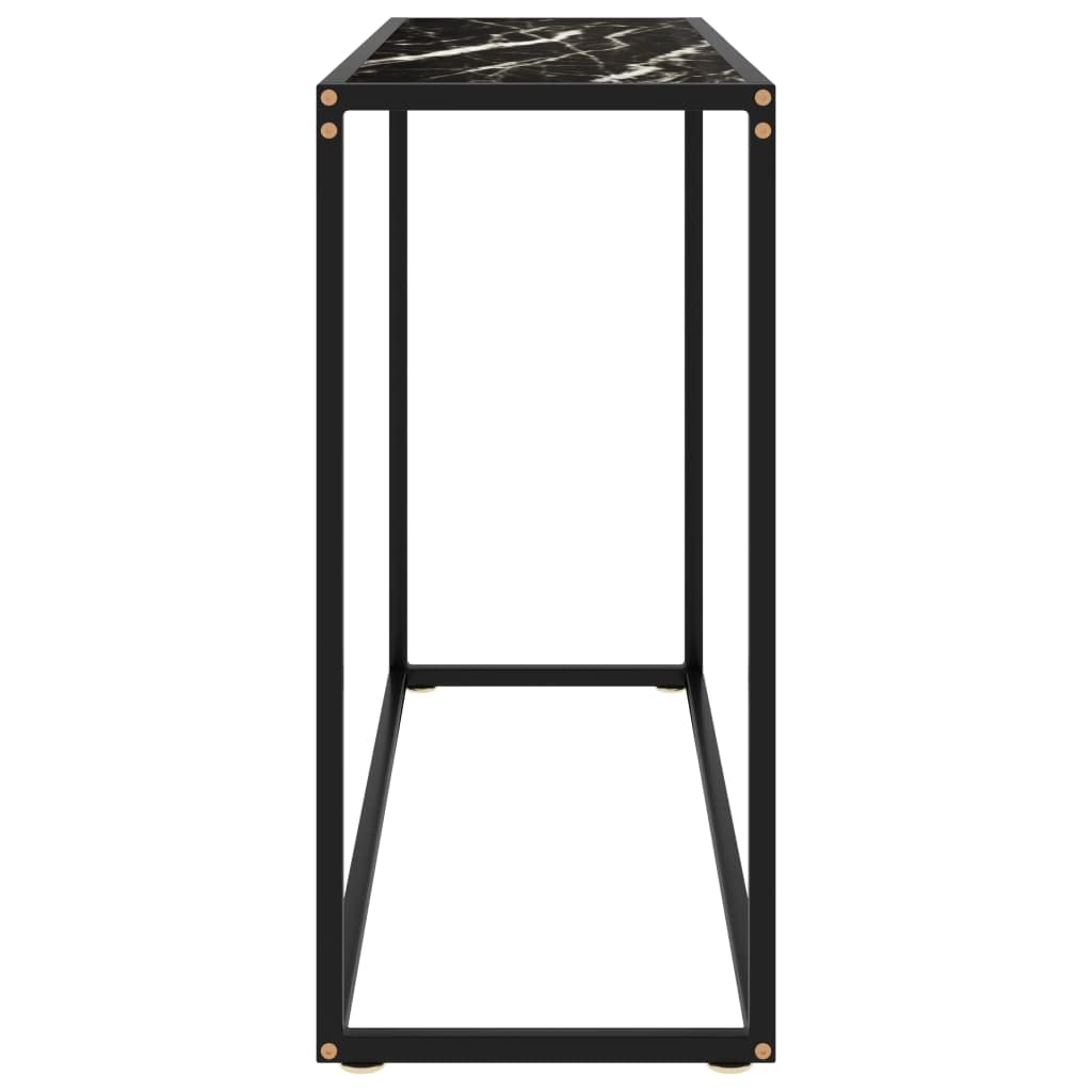 vidaXL-39.4"x13.8"x29.5" Modern Console Table Rectangular Shape Crafted with Durable Tempered Glass and Powder-Coated Steel, Easy Assembly, Black.