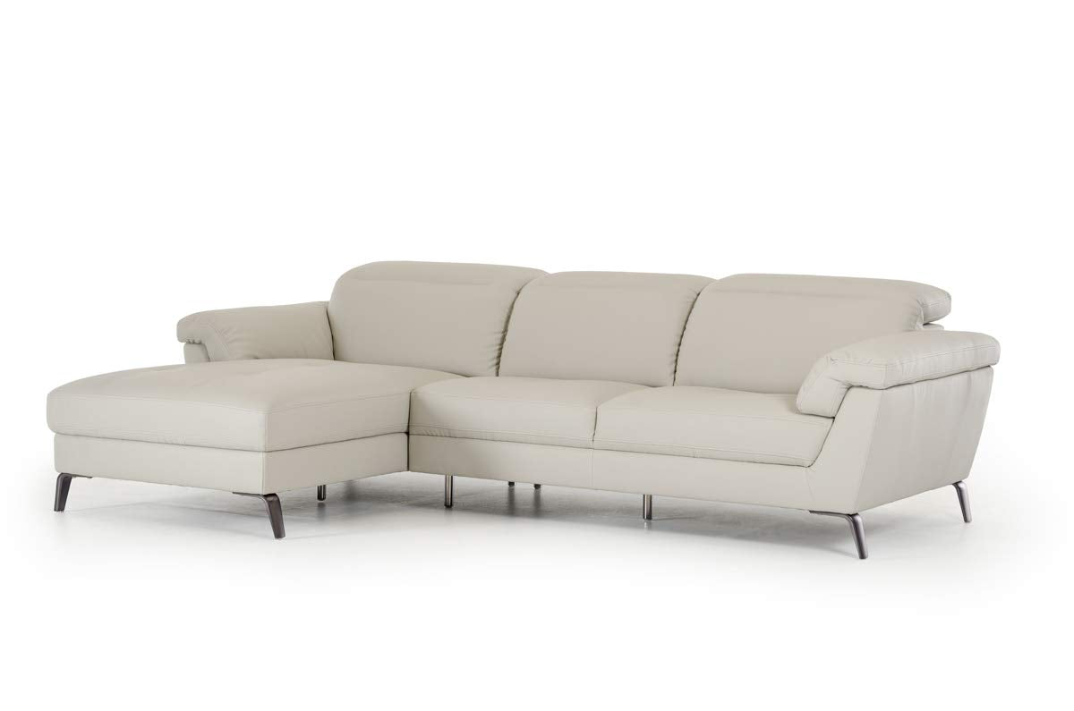 HomeRoots Steel, Wood, Foam, Eco-Le 37' Light Grey Eco-Leather, Foam, Steel, and Wood Sectional Sofa