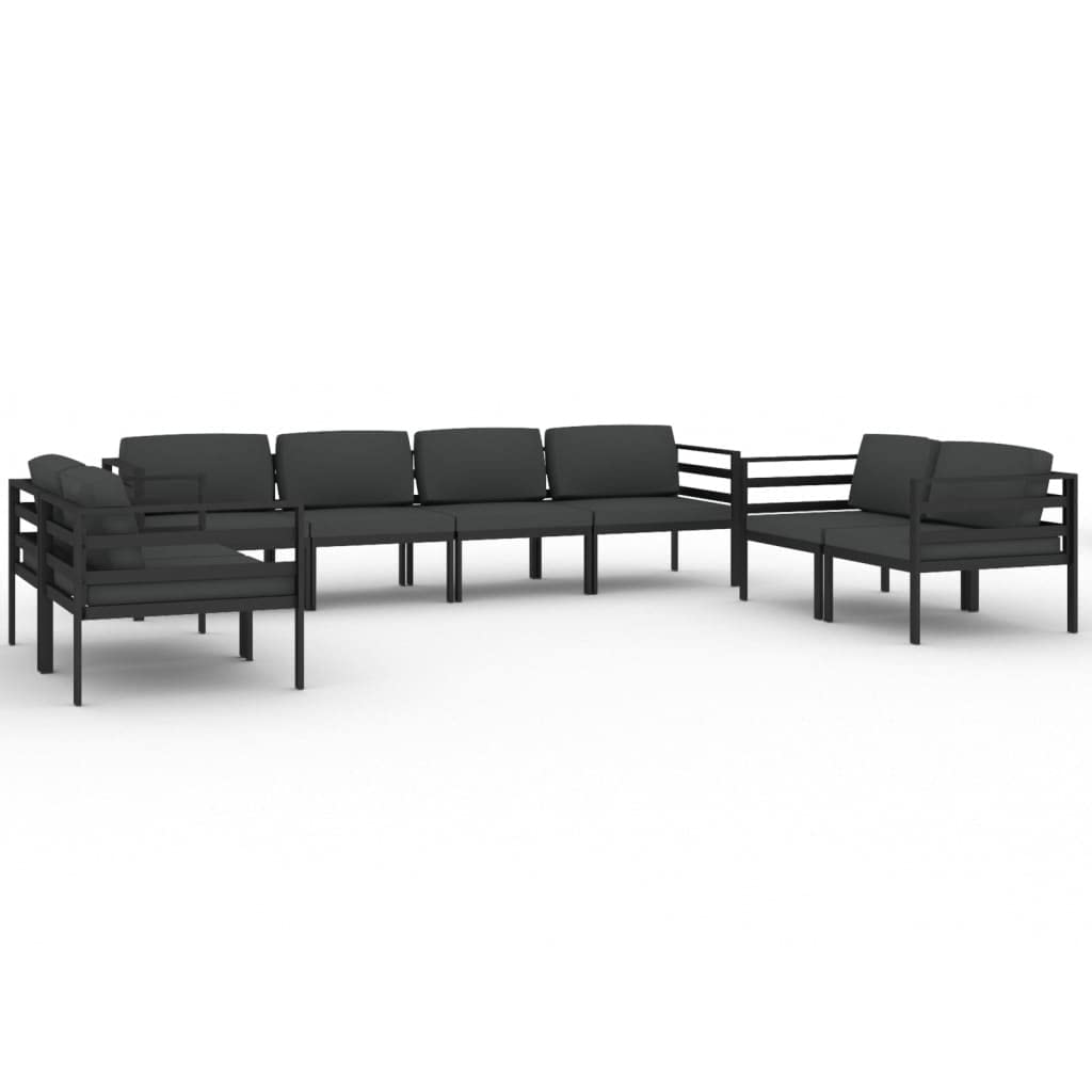 vidaXL Outdoor Patio Lounge Set, 8 Piece Aluminum Anthracite with Comfortable Cushions and Modifiable Design, Weather-Resistant and Easy to Clean.