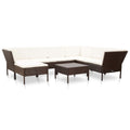 vidaXL Patio Furniture Set 8 Piece, Wicker Conversation Set with Cushions, Outdoor Patio Chair for Poorside Garden Balcony, Poly Rattan Brown