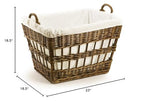 The Basket Lady Wicker French Laundry Basket, 23 In L X 18.5 In W X 18.5 In H, Antique Walnut Brown