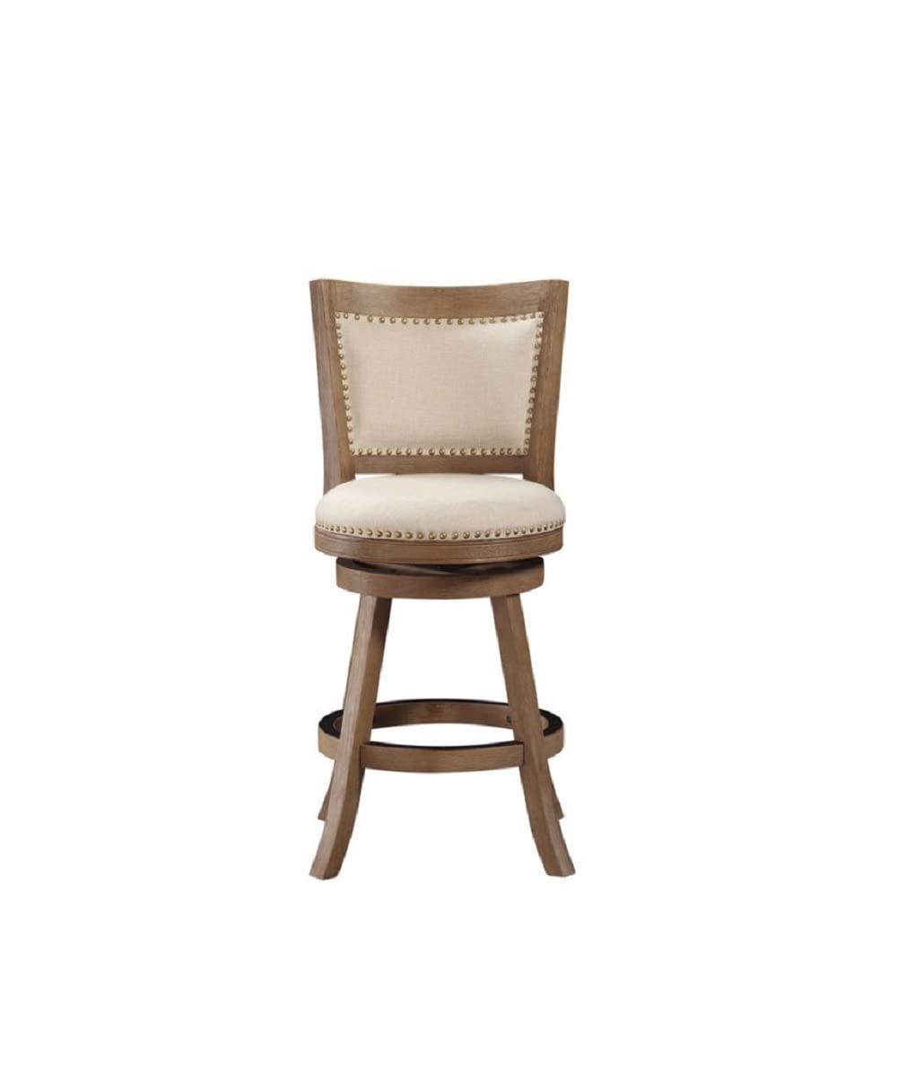 Boraam Melrose Counter Stool, 24-Inch, 1-Pack, Driftwood Wire-Brush and Ivory