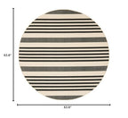 Safavieh Courtyard Collection Area Rug - 5'3'' Round, Black & Bone, Stripe Design, Non-Shedding & Easy Care, Indoor/Outdoor & Wa