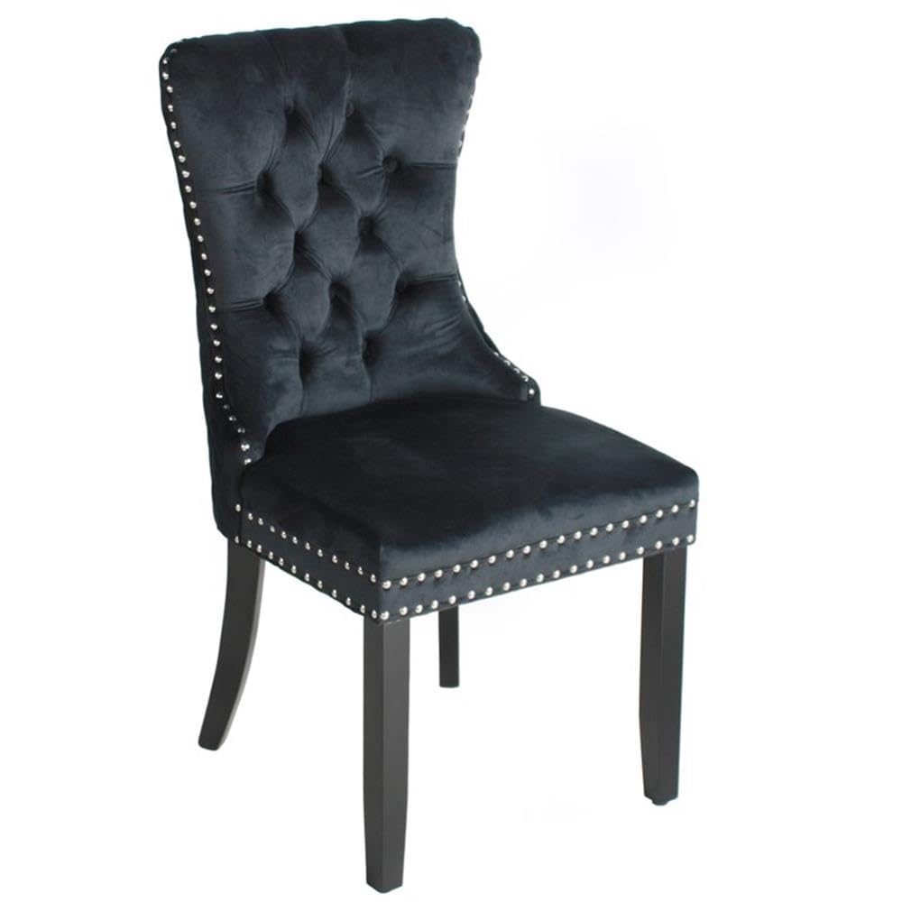 Better Home Products Sofia Velvet Upholstered Tufted Dining Chair Set in Black