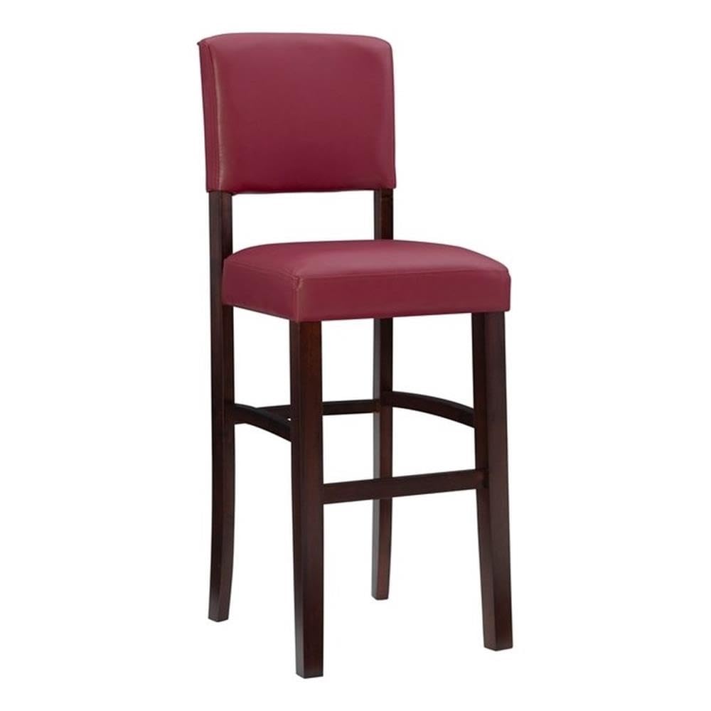 Linon Monaco 30, Dark Red Bar Stool, 17.75W x 19.5D x 44.8H,