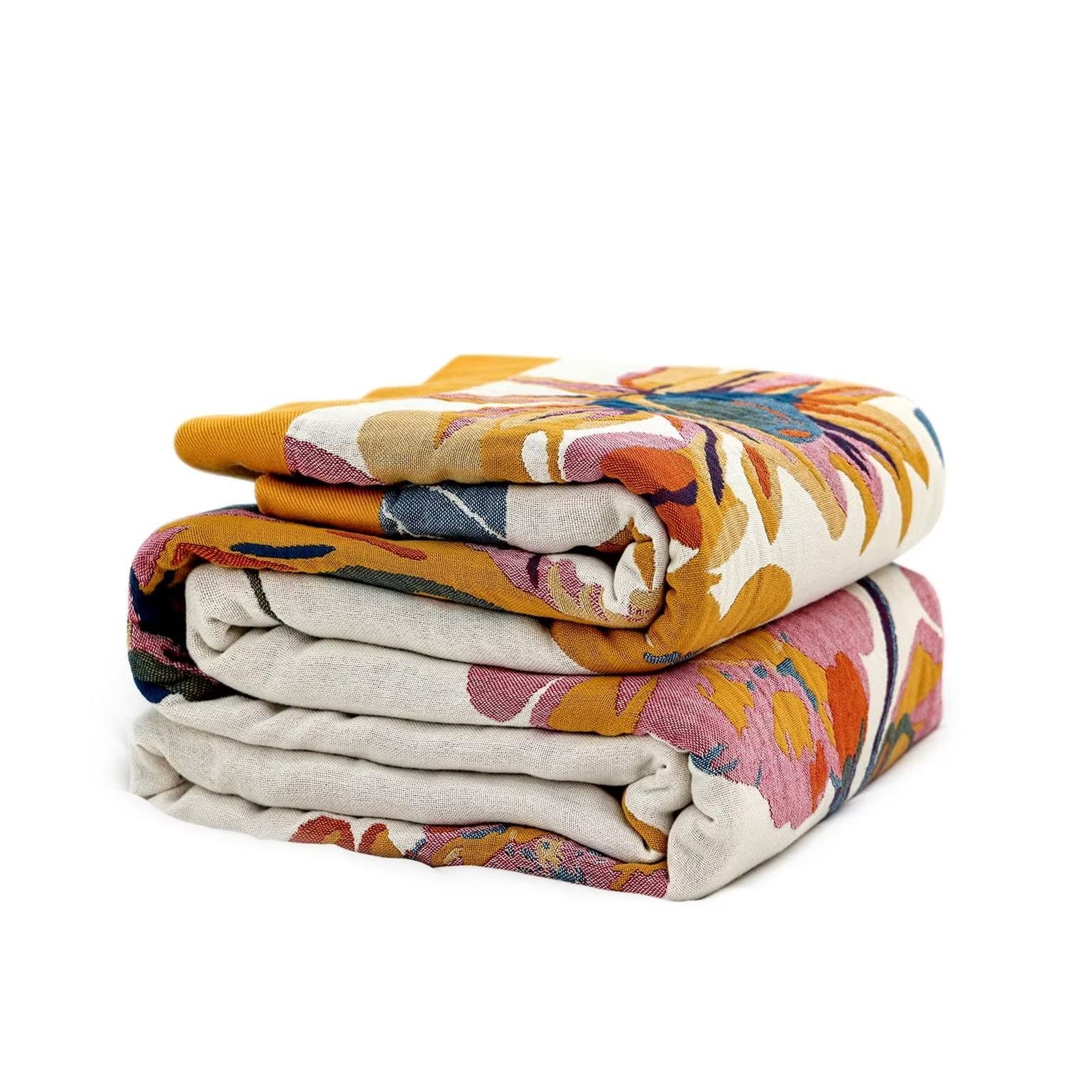 Boho Throw Blanket - 100% Cotton Ultra Soft Bed Throw Large - Summer Blanket Floral Bird And Butterfly Farmhouse Decor Bed Blank
