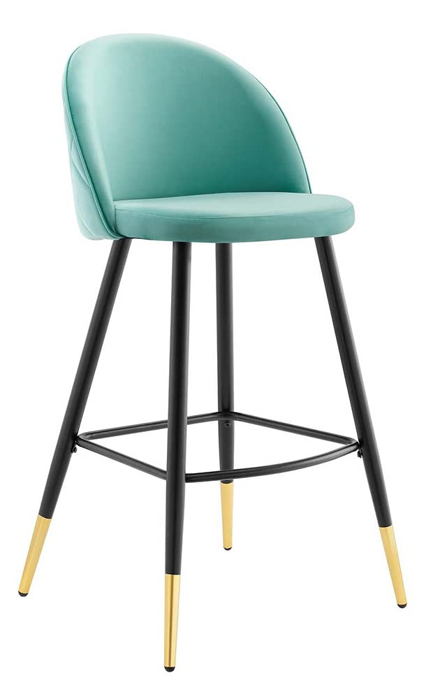 Modway Cordial Performance Velvet Dining Bar Stools in Mint - Set of 2