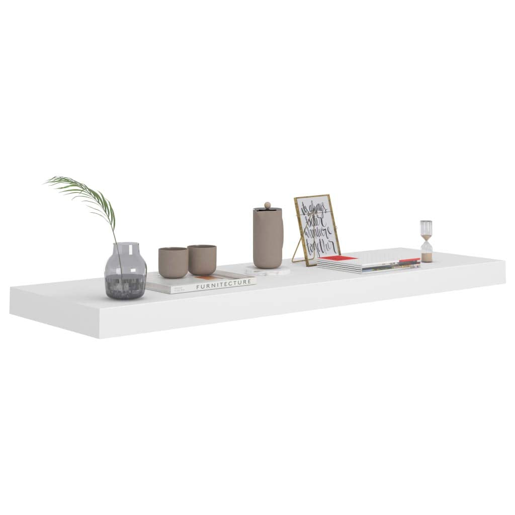 vidaXL Set of 4 Floating Wall Shelves in White - Versatile, Stylish and Durable MDF Wall Display Shelves with Metal Frame and Invisible Mounting System