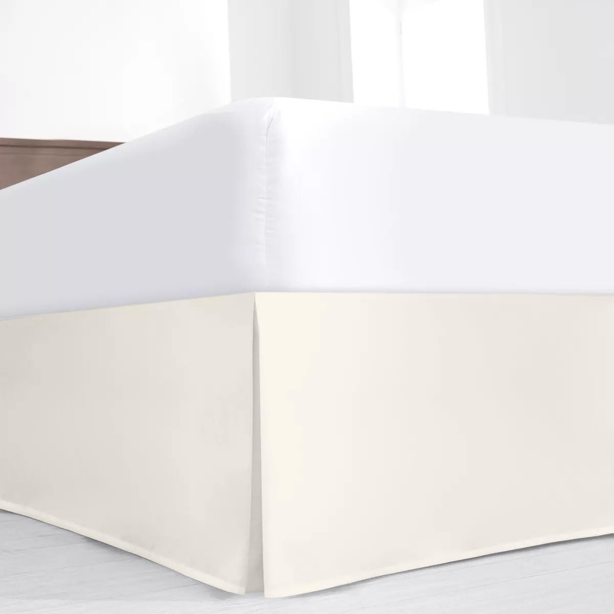 Luxury Pleated Queen Bed Skirt With Split Corners - 12 Inch Tailored Drop Easy Fit - Pleated Dust Ruffle - 100% Microfiber Soft,