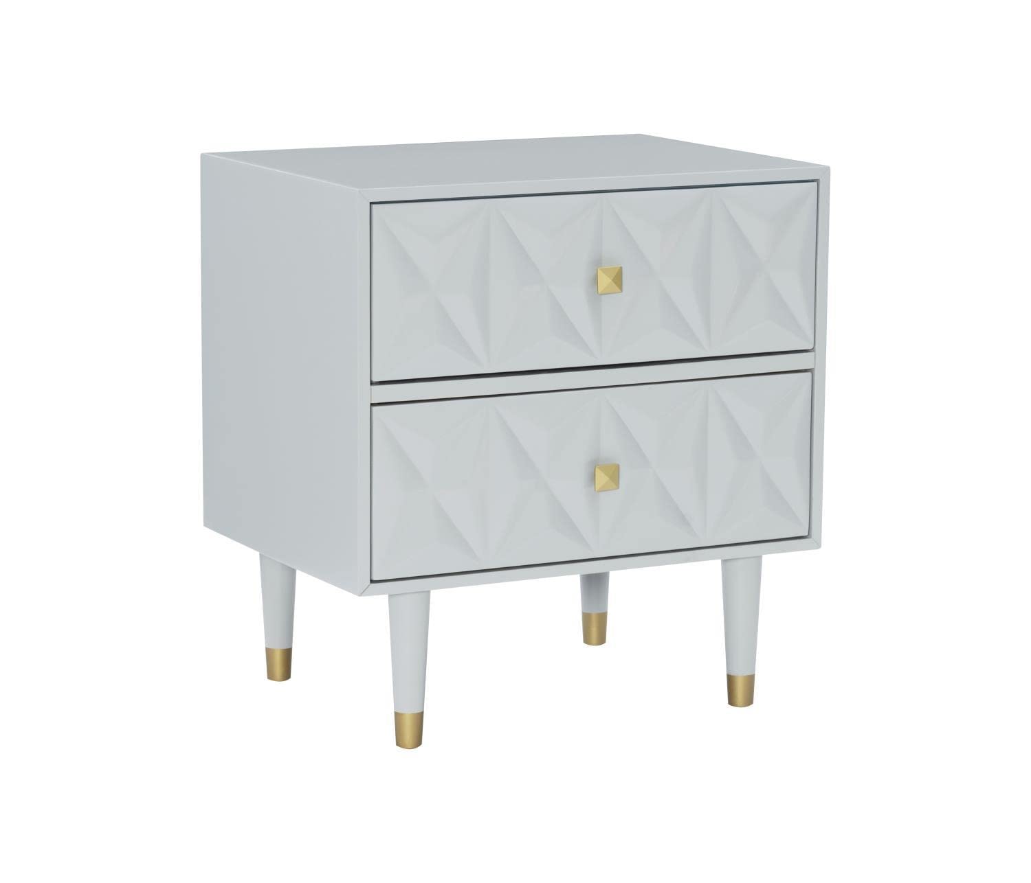 Two Drawer Geo Texture Nightstand Grey