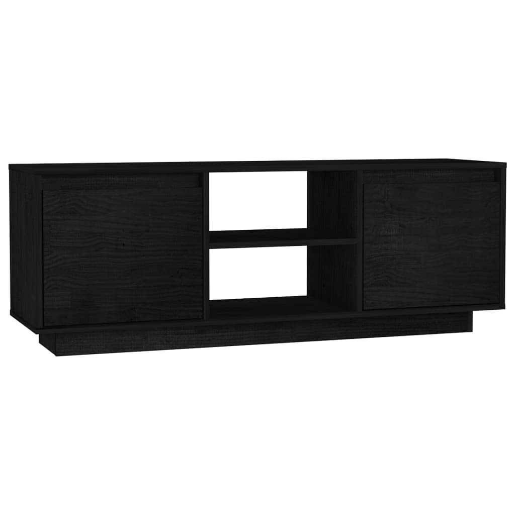 vidaXL TV Cabinet Black 43.3&quot;x11.8&quot;x15.7&quot; Solid Pinewood
